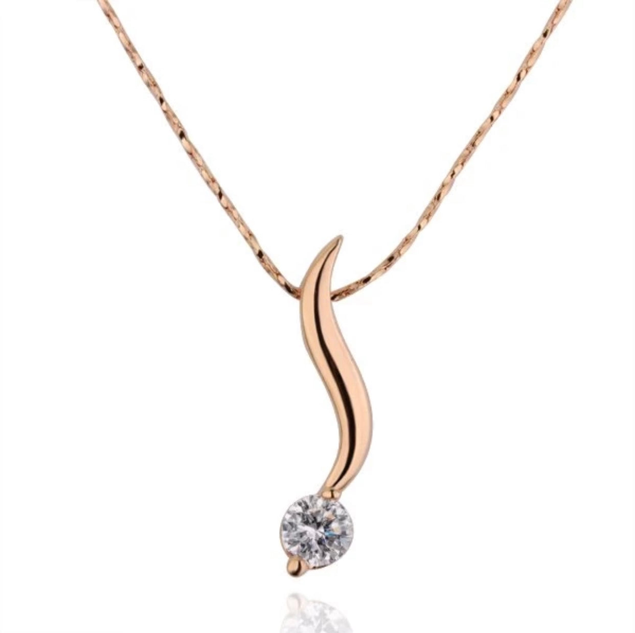 18K Champagne Gold Plated S-shaped Pendant Necklace