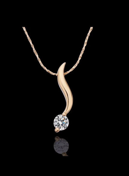 Champagne Gold Plated S-shaped Pendant Necklace - 18K - Elegant and Stylish Women's Jewelry