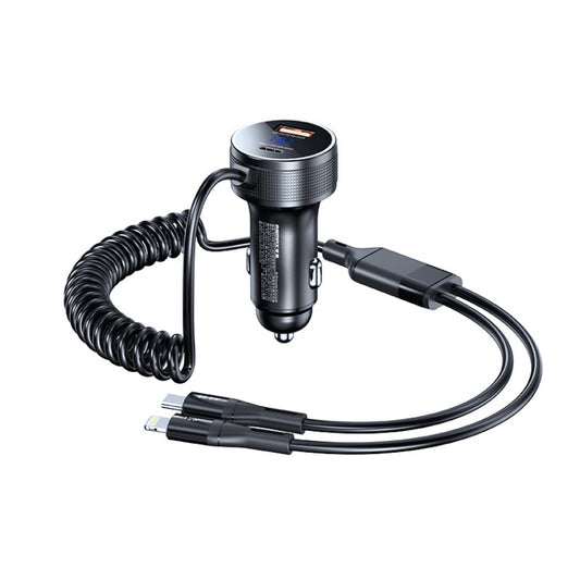 REMAX RCC336 Saga Series 2 in 1 Car 52.5W PD Fast Charger with USB-C / Type-C + 8 Pin Spring Cable - Car Charger by REMAX | Online Shopping South Africa | PMC Jewellery