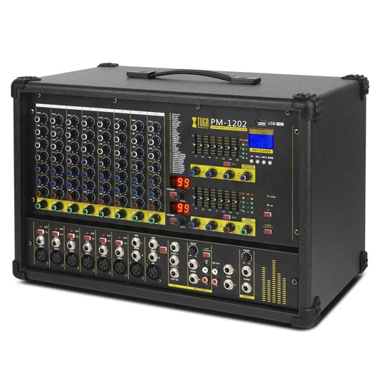 XTUGA PM1202 900W 10 Channel Stage Power Mixer 24Bit Multil-FX Processor Dual 99 DSP Effect DJ Amplifier (AU Plug) - Live Sound Effects Processors by XTUGA | Online Shopping South Africa | PMC Jewellery