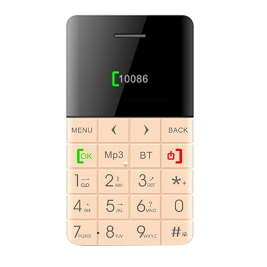 AEKU Qmart Q5 Card Mobile Phone, Network: 2G, 5.5mm Ultra Thin Pocket Mini Slim Card Phone, 0.96 inch, QWERTY Keyboard, BT, Pedometer, Remote Notifier, MP3 Music, Remote Capture(Gold) - AEKU by AEKU | Online Shopping South Africa | PMC Jewellery