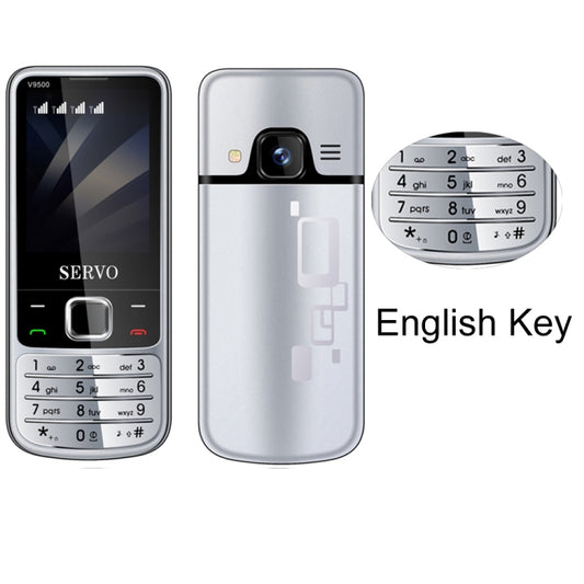 SERVO V9500 Mobile Phone, English Key, 2.4 inch, Spredtrum SC6531CA, 21 Keys, Support Bluetooth, FM, Magic Sound, Flashlight, GSM, Quad SIM(Silver) - SERVO by SERVO | Online Shopping South Africa | PMC Jewellery