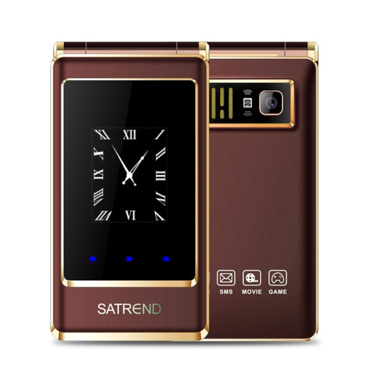 SATREND A15-M Dual-screen Flip Elder Phone, 3.0 inch + 1.77 inch, MTK6261D, Support FM, Network: 2G, Big Keys, Dual SIM(Coffee) - SATREND by SATREND | Online Shopping South Africa | PMC Jewellery