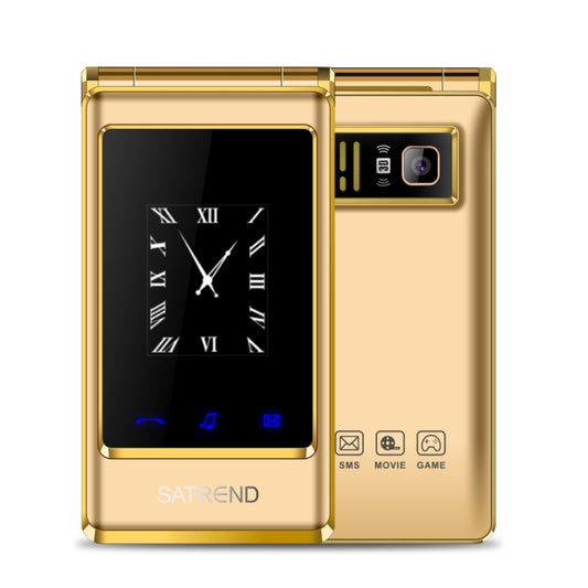 SATREND A15-M Dual-screen Flip Elder Phone, 3.0 inch + 1.77 inch, MTK6261D, Support FM, Network: 2G, Big Keys, Dual SIM(Gold) - SATREND by SATREND | Online Shopping South Africa | PMC Jewellery