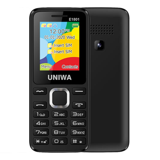 UNIWA E1801 Mobile Phone, 1.77 inch, 800mAh Battery, 21 Keys, Support Bluetooth, FM, MP3, MP4, GSM, Dual SIM(Black) - UNIWA by UNIWA | Online Shopping South Africa | PMC Jewellery