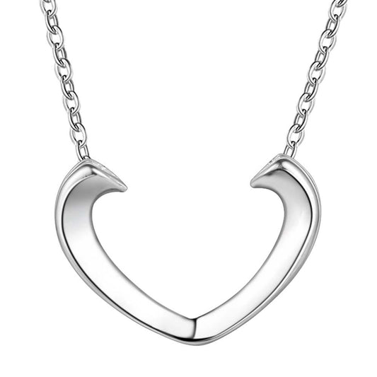 Silver heart necklace on a white background - perfect gift for someone special. Shop now for elegant jewelry at affordable prices.