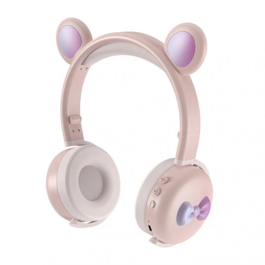 AEC BK7 Cute Bear Children Wireless Bluetooth Headset with LED Light(Pink) - Headset & Headphone by AEC | Online Shopping South Africa | PMC Jewellery
