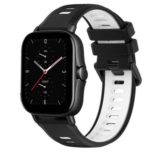 For Amazfit GTS 2E 20mm Sports Two-Color Silicone Watch Band(Black+White) - Smart Wear by PMC Jewellery | Online Shopping South Africa | PMC Jewellery