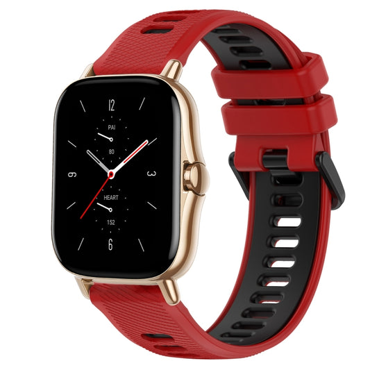 For Amazfit GTS 2 20mm Sports Two-Color Silicone Watch Band(Red+Black) - Smart Wear by PMC Jewellery | Online Shopping South Africa | PMC Jewellery