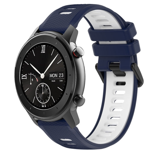 For Amazfit GTR 42mm 20mm Sports Two-Color Silicone Watch Band(Midnight Blue+White) - Smart Wear by PMC Jewellery | Online Shopping South Africa | PMC Jewellery