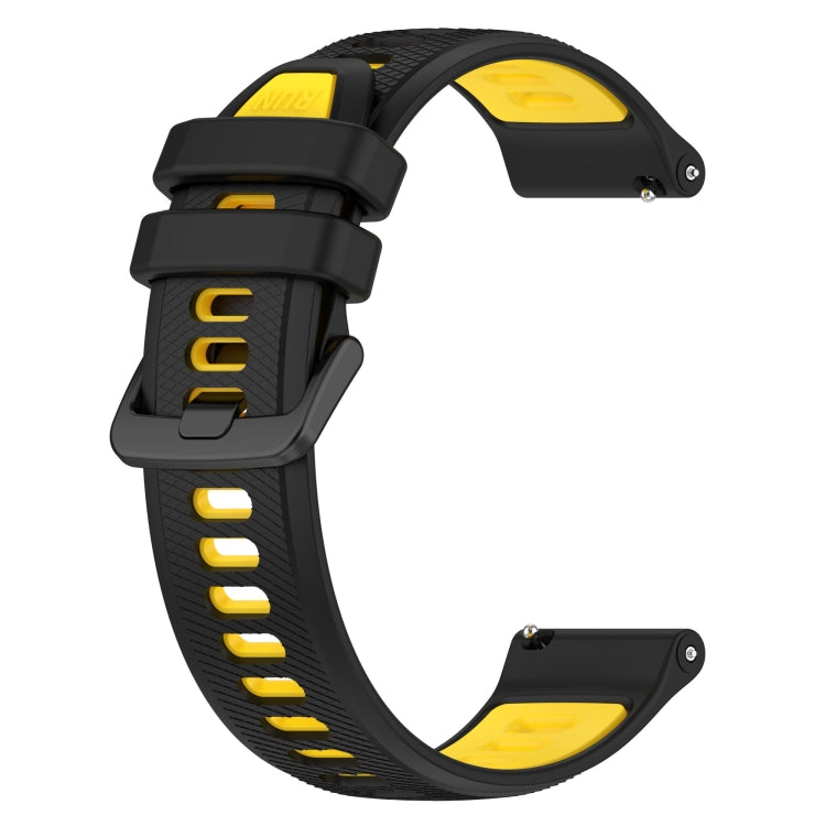 For Amazfit Pop 20mm Sports Two-Color Silicone Watch Band(Black+Yellow) - Smart Wear by PMC Jewellery | Online Shopping South Africa | PMC Jewellery