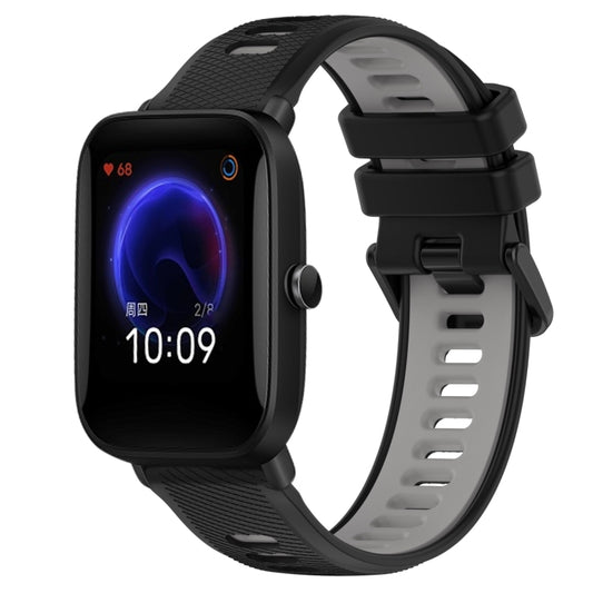 For Amazfit Pop 20mm Sports Two-Color Silicone Watch Band(Black+Grey) - Smart Wear by PMC Jewellery | Online Shopping South Africa | PMC Jewellery