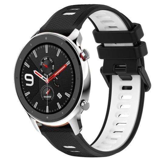 For Amazfit GTR 4 22MM Sports Two-Color Silicone Watch Band(Black+White) - Smart Wear by PMC Jewellery | Online Shopping South Africa | PMC Jewellery