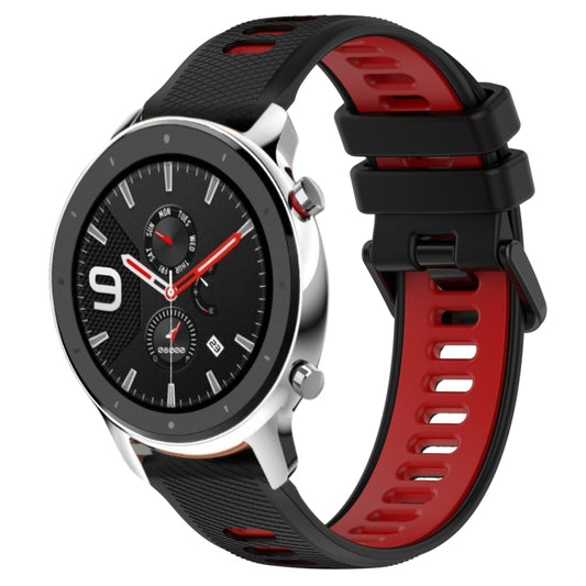 For Amazfit GTR 4 Pro 22MM Sports Two-Color Silicone Watch Band(Black+Red) - Smart Wear by PMC Jewellery | Online Shopping South Africa | PMC Jewellery