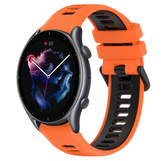 For Amazfit GTR 3 Pro 22MM Sports Two-Color Silicone Watch Band(Orange+Black) - Smart Wear by PMC Jewellery | Online Shopping South Africa | PMC Jewellery
