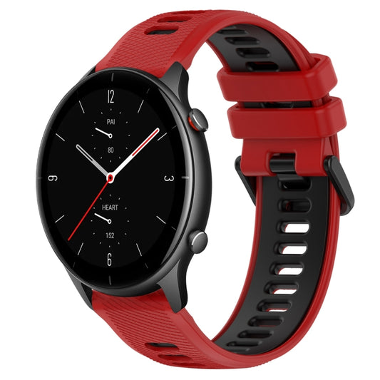 For Amazfit GTR 2e 22MM Sports Two-Color Silicone Watch Band(Red+Black) - Smart Wear by PMC Jewellery | Online Shopping South Africa | PMC Jewellery