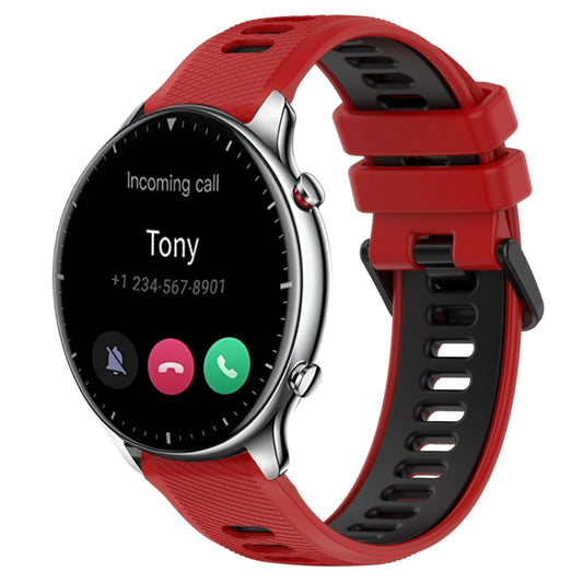 For Amazfit GTR 2 22MM Sports Two-Color Silicone Watch Band(Red+Black) - Smart Wear by PMC Jewellery | Online Shopping South Africa | PMC Jewellery