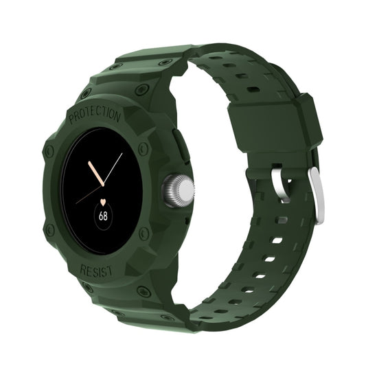 For Google Pixel Watch JUNSUNMAY Integrated TPU Adjustable Elastic Watch Band(Army Green) - Watch Bands by JUNSUNMAY | Online Shopping South Africa | PMC Jewellery
