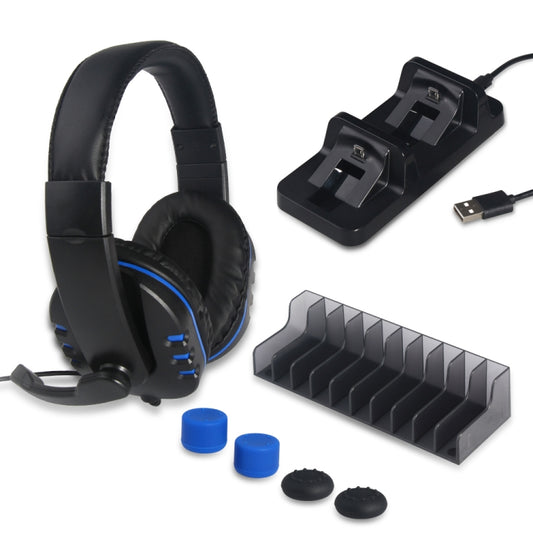 DOBE 5 in 1 Game Pack  Charger Stand Headphone and Silicon Cap For PS4 - Charger & Power by DOBE | Online Shopping South Africa | PMC Jewellery