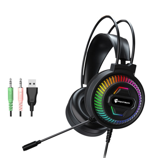 PANTSAN PSH-400 USB Computer Head-Mounted Luminous RGB Wired Headset, Specification:3.5mm Black - Multimedia Headset by PANTSAN | Online Shopping South Africa | PMC Jewellery