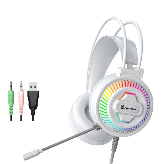 PANTSAN PSH-400 USB Computer Head-Mounted Luminous RGB Wired Headset, Specification:3.5mm White - Multimedia Headset by PANTSAN | Online Shopping South Africa | PMC Jewellery