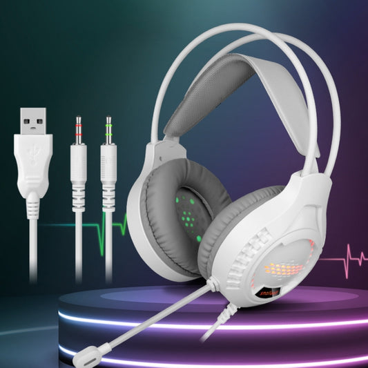 Smailwolf AK3 3.5mm Double Plug Version Game Wired Luminous Desktop Computer Headset(White) - Multimedia Headset by AK3 | Online Shopping South Africa | PMC Jewellery