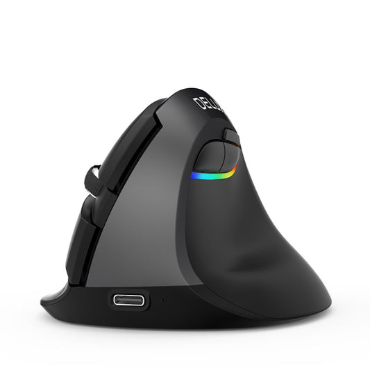 DELUX M618Mini Colorful Wireless Luminous Vertical Mouse Bluetooth Rechargeable Vertical Mouse(Classic black) - Wireless Mice by DELUX | Online Shopping South Africa | PMC Jewellery