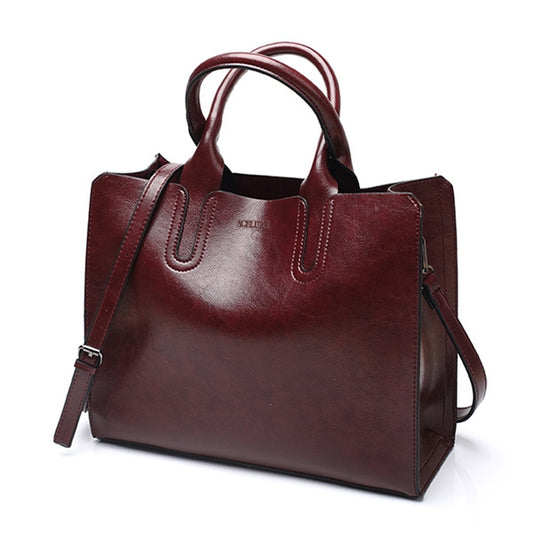 Leather Handbags Big Women Bag Casual Female Bags Trunk Tote Shoulder Bag Ladies Large Bolsos, Color:Coffee - Handbags by PMC Jewellery | Online Shopping South Africa | PMC Jewellery