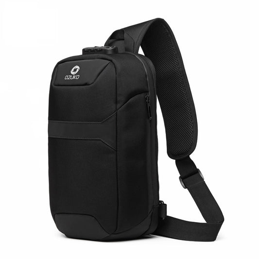 Ozuko 9270 Men Outdoor Anti-Theft Chest Bag Multifunctional Waterproof Messenger Bag with External USB Charging Port(Black) - Crossbody Bags by Ozuko | Online Shopping South Africa | PMC Jewellery