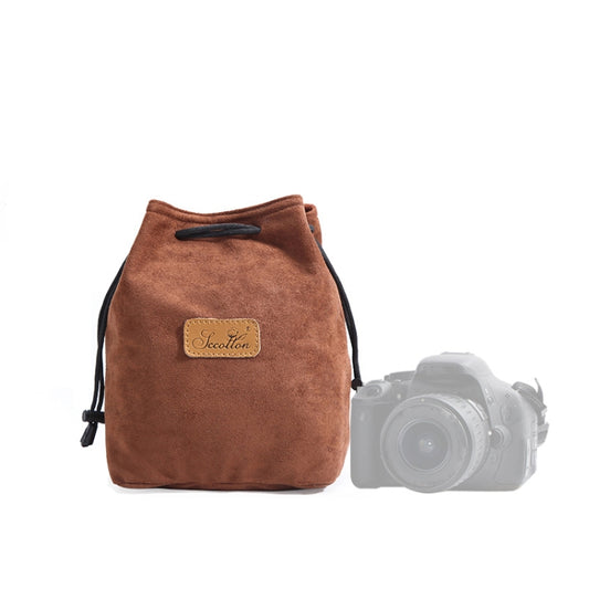 S.C.COTTON Liner Shockproof Digital Protection Portable SLR Lens Bag Micro Single Camera Bag Square Brown M - Lens Bag by S.C.COTTON | Online Shopping South Africa | PMC Jewellery