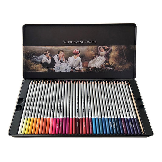 Deli Water-Soluble Colored Pencils 24 Colors 36 Colors 48 Colors 72 Color Pens Coloring Painting Pens, Lead color: 36 Colors (Iron Box) - Pencils by Deli | Online Shopping South Africa | PMC Jewellery