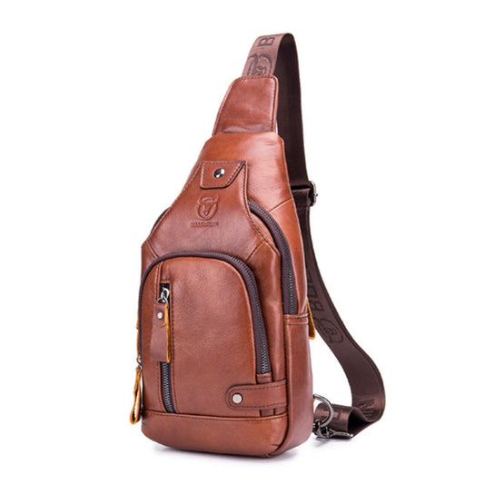 BULL CAPTAIN 129 First-Layer Cowhide Men Soft Chest Bag Outdoor Casual Messenger Bag(Red Brown) - Single-shoulder Bags by BULL CAPTAIN | Online Shopping South Africa | PMC Jewellery