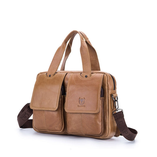 BULL CAPTAIN 042 Men Leather Single-shoulder Messenger Bag Cowhide Handheld Briefcase(Yellow Brown) - Handbags by BULL CAPTAIN | Online Shopping South Africa | PMC Jewellery