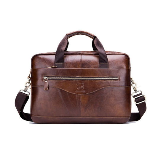 BULL CAPTAIN 044 14 Inch Handheld Computer Briefcase Men Leather Messenger Bag(Brown) - Handbags by BULL CAPTAIN | Online Shopping South Africa | PMC Jewellery