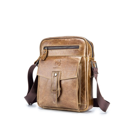 BULL CAPTAIN 053 Men Messenger Bag Cowhide Large Capacity Briefcase, Specification：Small (Dark Brown) - Single-shoulder Bags by BULL CAPTAIN | Online Shopping South Africa | PMC Jewellery