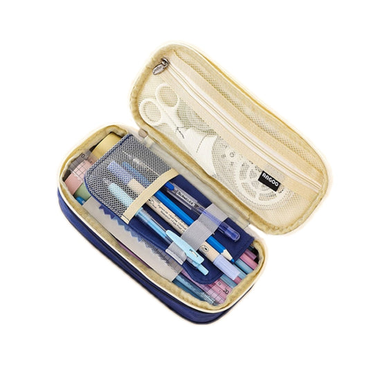 Angoo Cotton And Linen Large Capacity Pencil Stationery Bag(572 Navy / Beige) - Pen Holder by Angoo | Online Shopping South Africa | PMC Jewellery