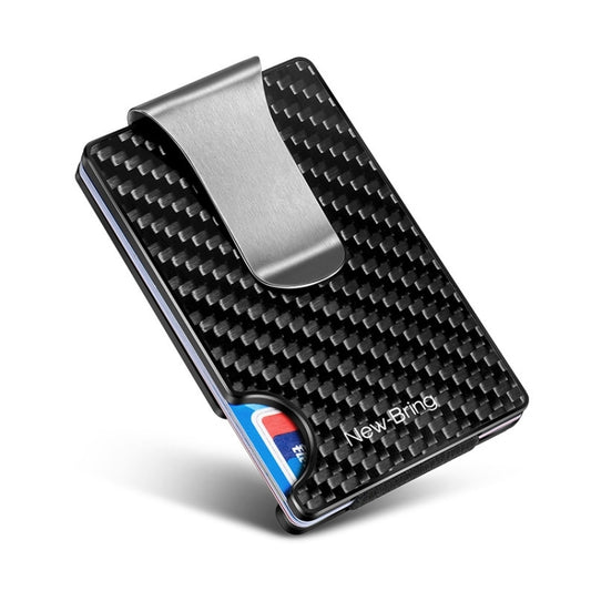 New-Bring Metal Carbon Fiber Wallet Ultra-Thin Card Holder Male RFID Anti-Theft Simple Wallet Bank Credit Card Storage Device(Black) - Card & Passport Bags by New-Bring | Online Shopping South Africa | PMC Jewellery