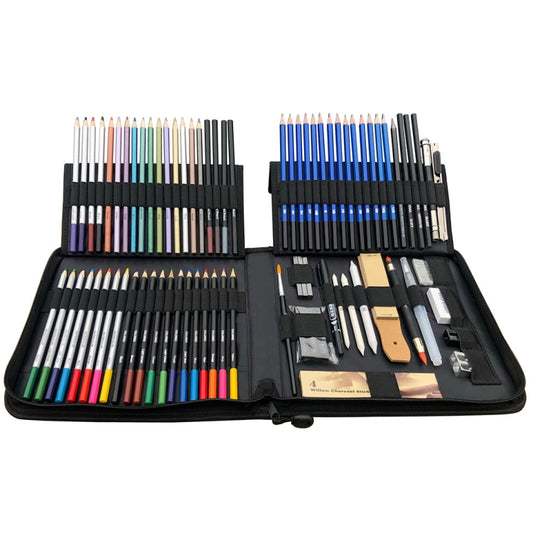 KALOLR YW-PC083  83 in 1 Portable Sketch Tool Water-Soluble Color Lead Metal Color Lead Combination Sketch Drawing Set(Black) - Art Supplies by KALOLR | Online Shopping South Africa | PMC Jewellery