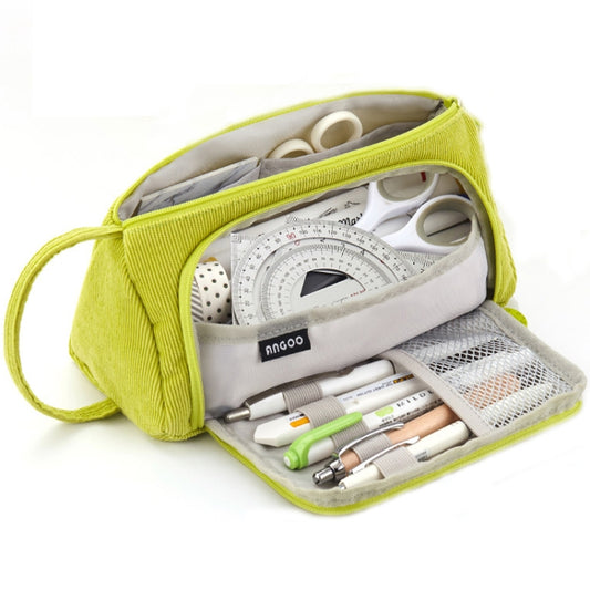 Angoo Student Large-Capacity Stationery Bag Portable Gift Cosmetic Bag(Grass Green  Corduroy) - Pen Holder by Angoo | Online Shopping South Africa | PMC Jewellery