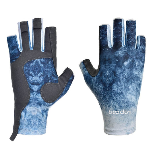 BOODUN P111439 Summer Fishing Gloves Outdoor Non-Slip Ice Silk Sunscreen Fishing Gloves, Size: M(Navy) - Safety Gloves by BOODUN | Online Shopping South Africa | PMC Jewellery