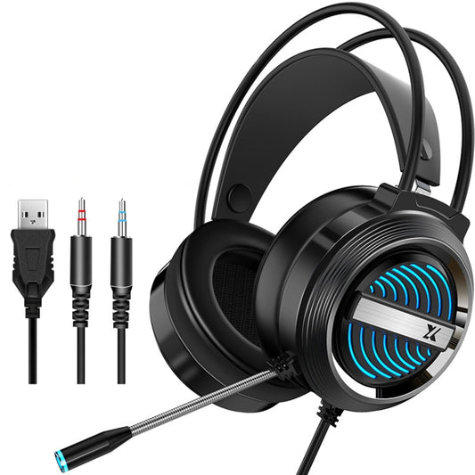 Heir Audio Head-Mounted Gaming Wired Headset With Microphone, Colour: X9 Double Hole (Black) - Multimedia Headset by Heir Audio | Online Shopping South Africa | PMC Jewellery