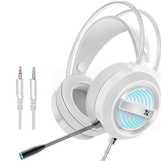 Heir Audio Head-Mounted Gaming Wired Headset With Microphone, Colour: X9S Double Hole (White) - Multimedia Headset by Heir Audio | Online Shopping South Africa | PMC Jewellery