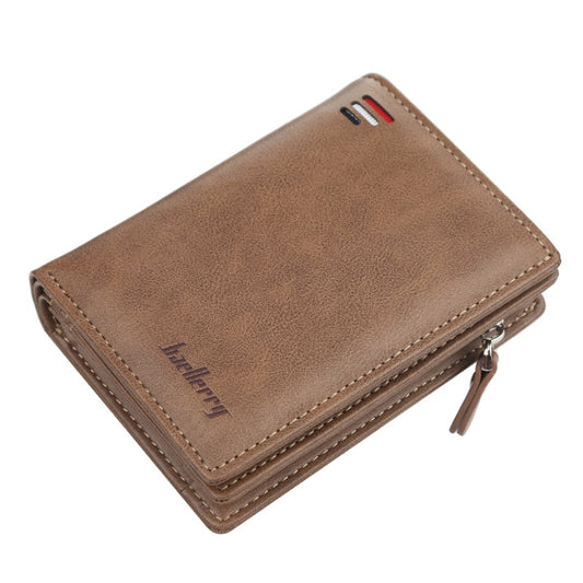 Baellerry D3216 Men Short Vertical Multi-Card Snap Coin Purse(Khaki) - Wallets by Baellerry | Online Shopping South Africa | PMC Jewellery