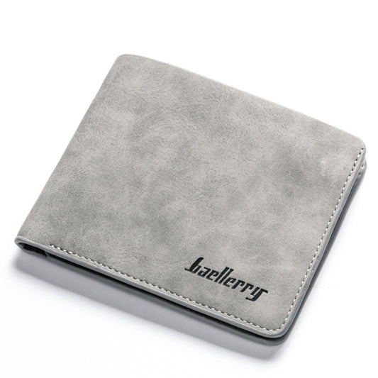 Baellerry BLR1152 Men Short Wallet Vintage Frosted Two Fold Wallet(Gray Horizontal) - Wallets by Baellerry | Online Shopping South Africa | PMC Jewellery