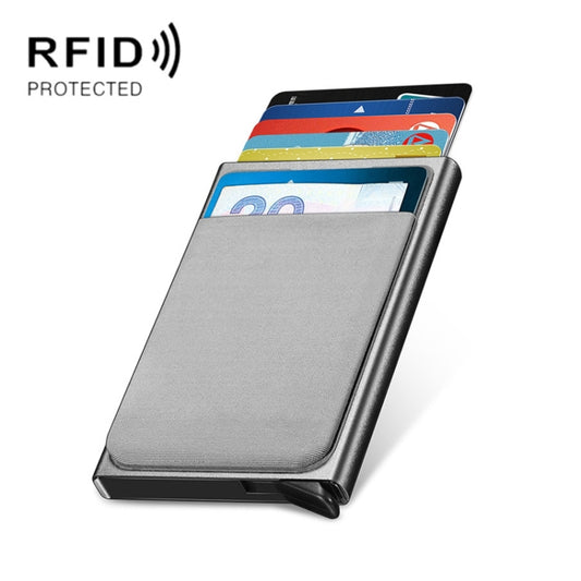 NEWBRING Metal Wallet Automatic Pop-up Anti-degaussing Card Holder, Colour: Gray With Back Stickers - Antimagnetic RFID Package by NEWBRING | Online Shopping South Africa | PMC Jewellery