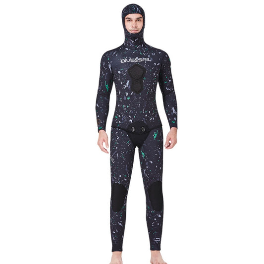 DIVE&SAIL 5mm Split Thick And Keep Warm Long Sleeves Hooded Diving Suit, Size: XXXL(Green) - Athletic Wear by DIVE&SAIL | Online Shopping South Africa | PMC Jewellery