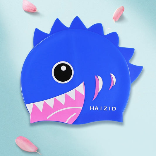 HAIZID 2 PCS Cute Cartoon Waterproof Silicone Children Swimming Cap(Shark Tooth Blue) - Swimming Caps by HAIZID | Online Shopping South Africa | PMC Jewellery