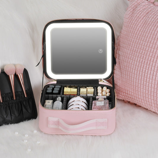 NICELAND TM1060 Large Capacity With Lamp Makeup Bag Portable, Color: Small Pink - Storage Boxes by NICELAND | Online Shopping South Africa | PMC Jewellery