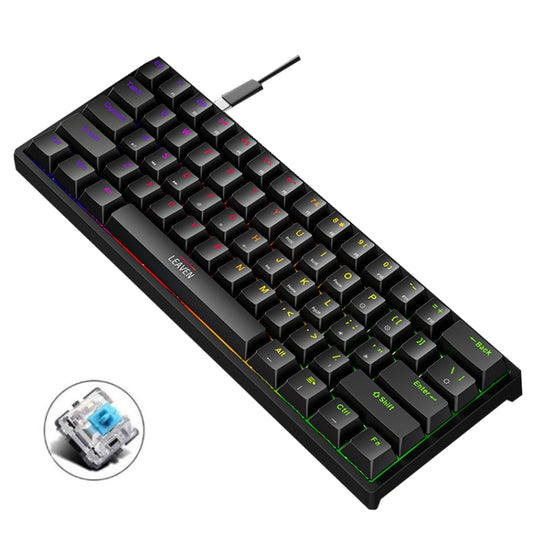 LEAVEN K620 61 Keys Hot Plug-in Glowing Game Wired Mechanical Keyboard, Cable Length: 1.8m, Color: Black Green Shaft - Wired Keyboard by LEAVEN | Online Shopping South Africa | PMC Jewellery