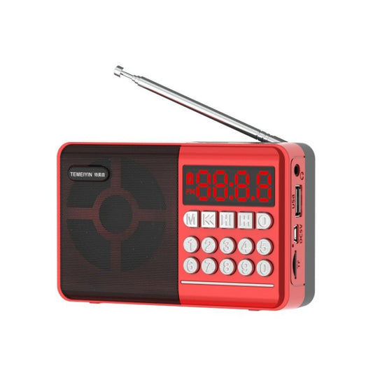 TEMEIYIN LED Digital Display Card Bluetooth Radio Speaker Morning Exercise Portable Player, Color: Red - Desktop Speaker by TEMEIYIN | Online Shopping South Africa | PMC Jewellery